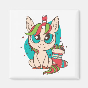 Imã Presente de Fantasia de Natal de Unicórnio Fofo pa