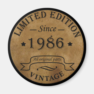 Imã Presente de festa de aniversário vintage de 1986