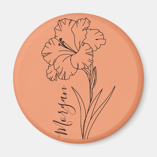 Imã Presente de Flor de Nascimento Gladiolus de Agosto (Frente)