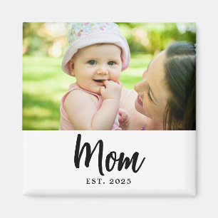 Imã Presente de Foto de Data de Fundação da Mamãe