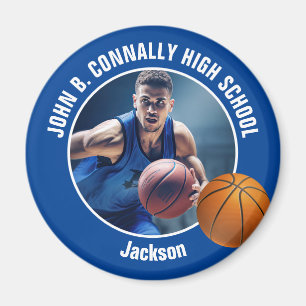 Imã Presente de Foto de Jogador de Basquete Azul