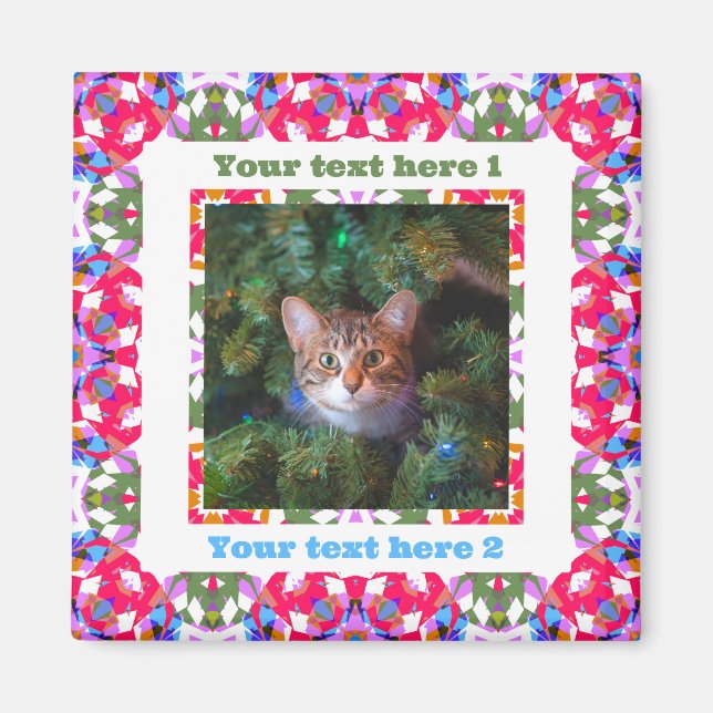 Imã Presente de Foto de Natal Festivo Vermelho Vermelh (Frente)