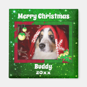 Imã Presente de Foto de Pet de Cão de Natal