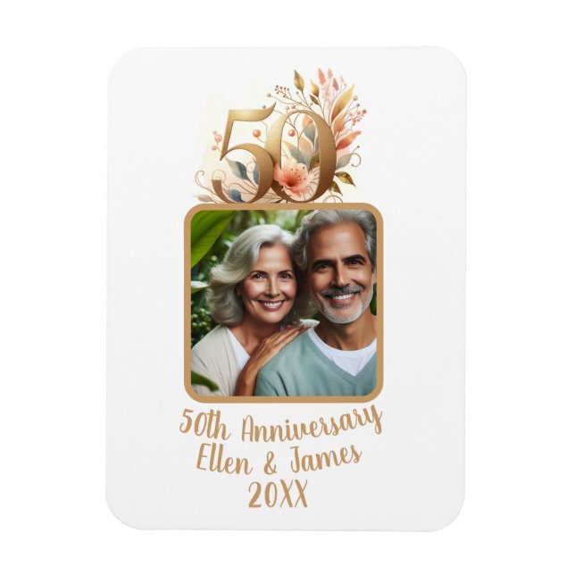 Ímã Presente de Foto do 50º Aniversário de Casamento (Vertical)