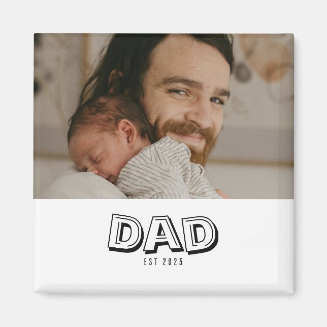 Imã Presente de Foto do Papai Fundado (Frente)