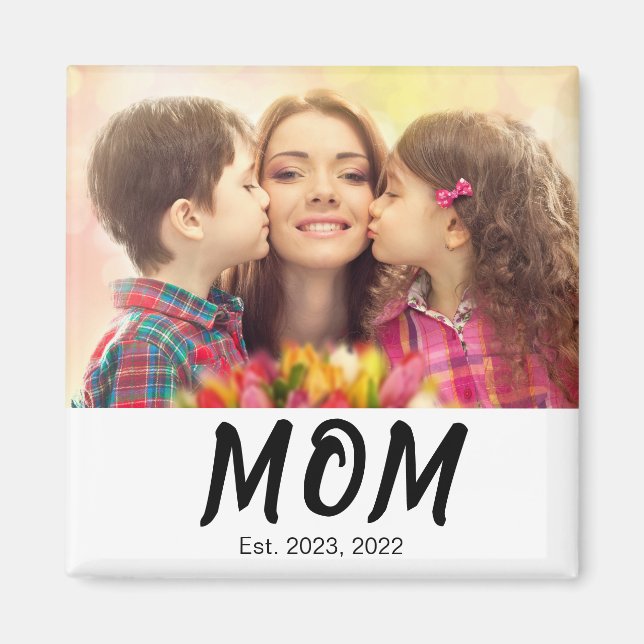 Imã Presente de Foto Estabelecido pela Mamãe (Frente)