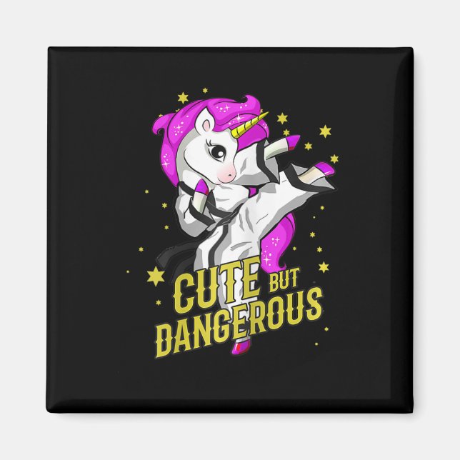 Imã Presente de Garota de Artes Marciais do Unicórn (Frente)