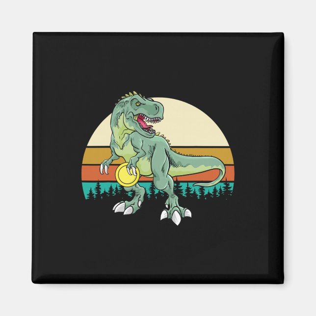 Imã Presente de Golfe de Disco Retro Dino Dinossauro T (Frente)