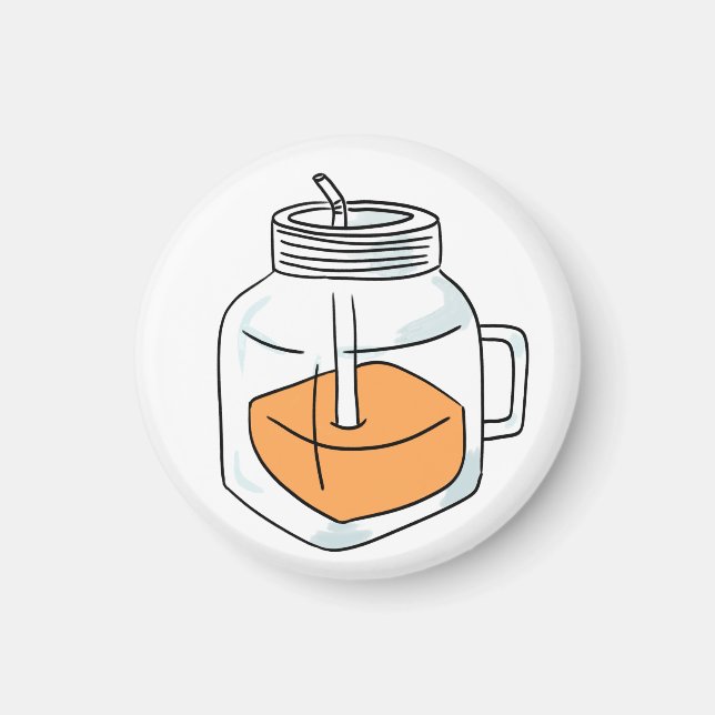 Imã Presente de Jarro de Mason de Suco de Laranja Fres (Frente)