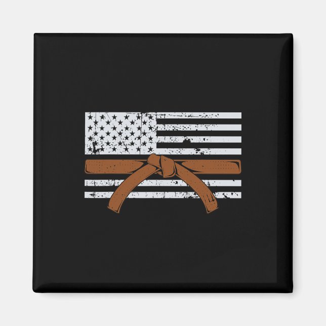 Imã Presente de Karatê da Bandeira Americana Lutador d (Frente)