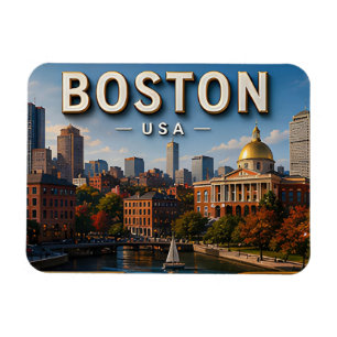 Ímã Presente de Lembrança de Férias em Boston Massachu