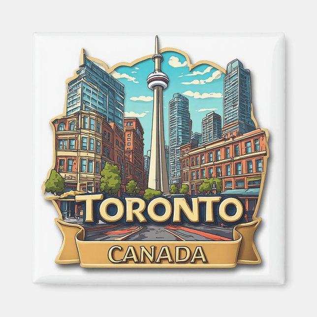 Imã Presente de Memória de Férias em Toronto 🌳 (Frente)
