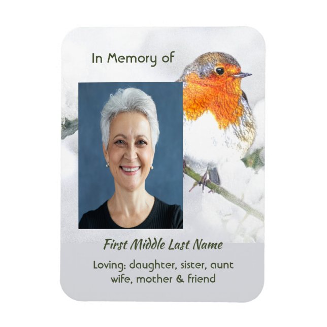 Ímã Presente de Memória Robin Bird Inglês (Vertical)