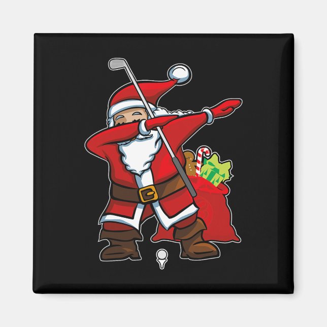 Imã Presente de Natal Dabbing Golfe Papai Noel Hip Hop (Frente)