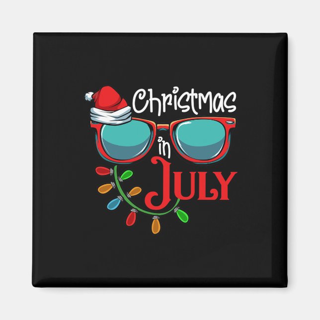 Imã Presente De Natal Em Julho Óculos De Sol De Chapéu (Frente)