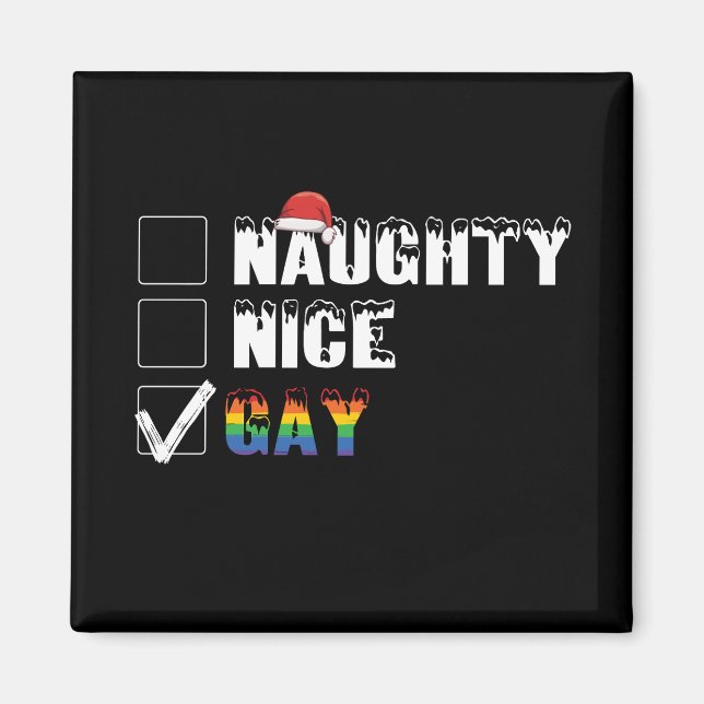 Imã Presente de Natal LGBT Orgulho Gay Arco-íris Malva (Frente)