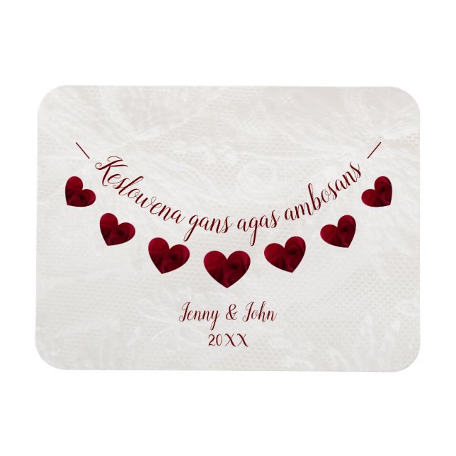 Ímã presente de noivado para Parabéns de idiomas da Co (Horizontal)