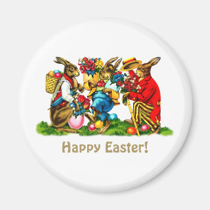 Imã Presente de Páscoa dos Coelhos Vintage