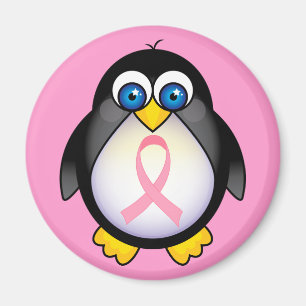 Imã Presente de Penguin de Fita Rosa de Câncer da Mama