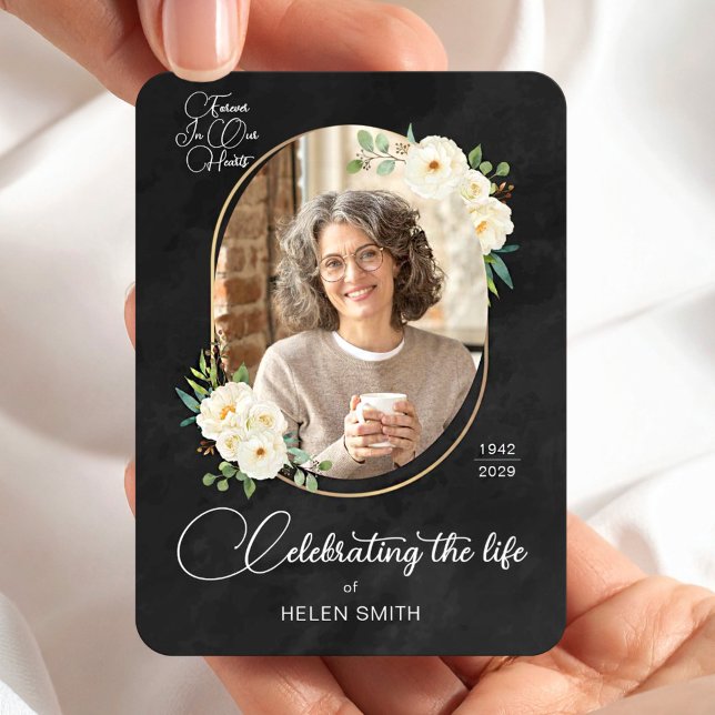 Ímã Presente de Perda da Mamãe Memorial Floral Foto  (Floral Photo Loss of Mother Gift Memorial Keepsake Magnet, Celebration of Life, 3 x 4 Magnets)