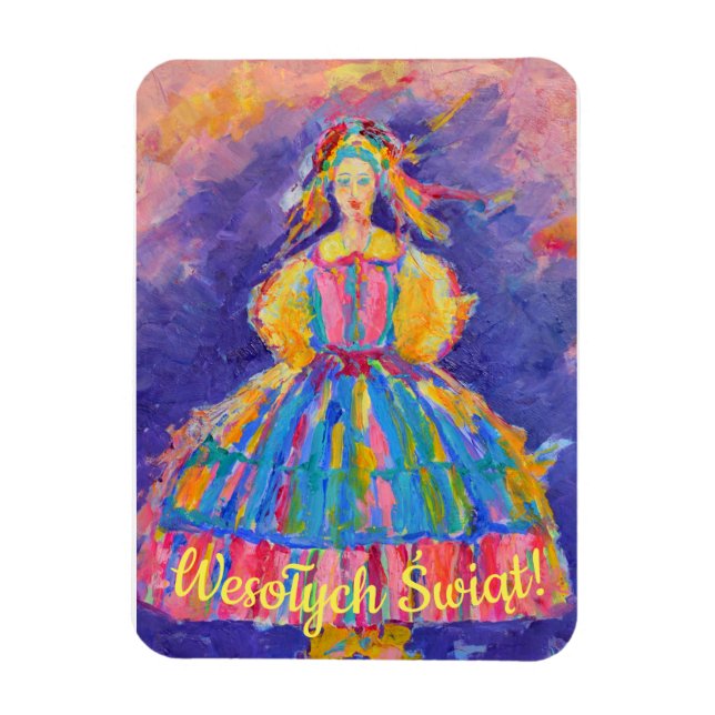 Ímã Presente de Polônia Merry Christmas Wesołych Świąt (Vertical)