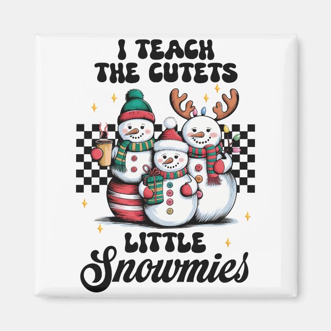 Imã Presente de Professor | Eu Ensino os Pequenos Snow (Frente)
