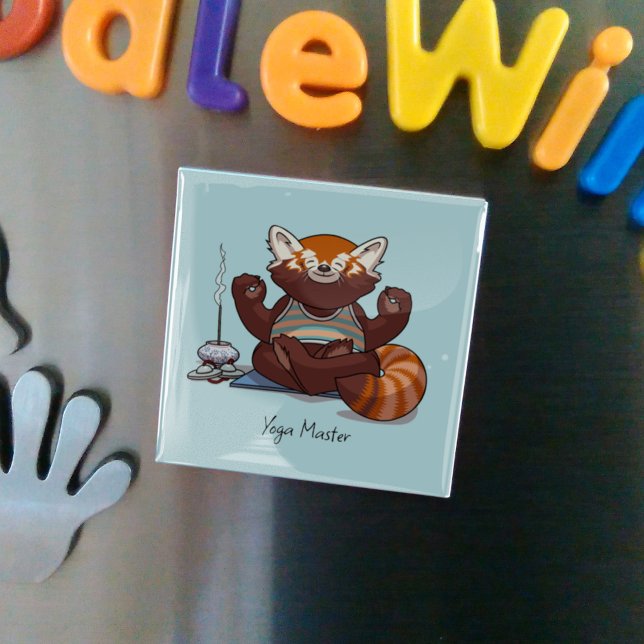 Imã Presente de professora de Yoga Panda Vermelho Arte (Criador carregado)