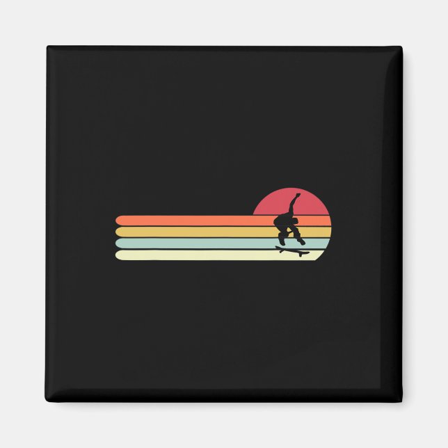 Imã Presente de Skateboarding estilo retrô vintage mas (Frente)