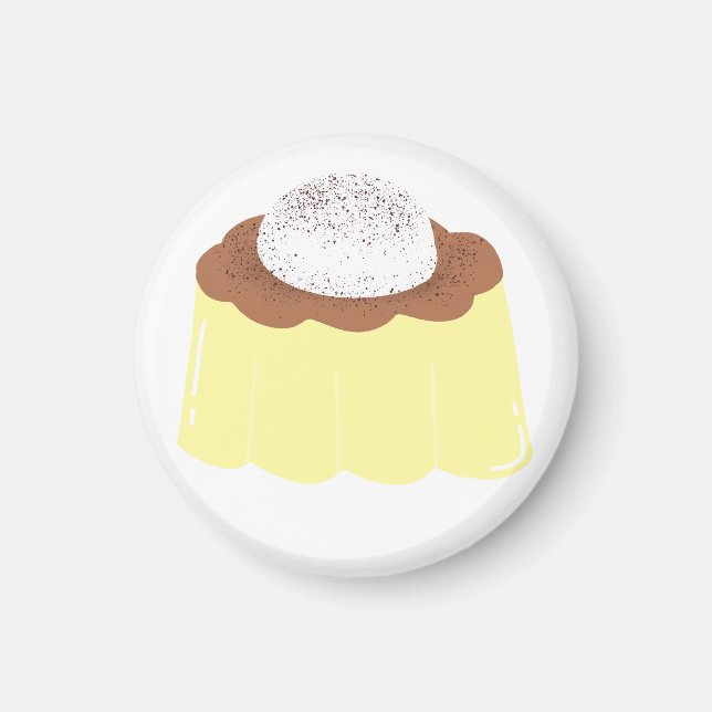 Imã Presente de Sobremesa de Pudim de Creme (Frente)