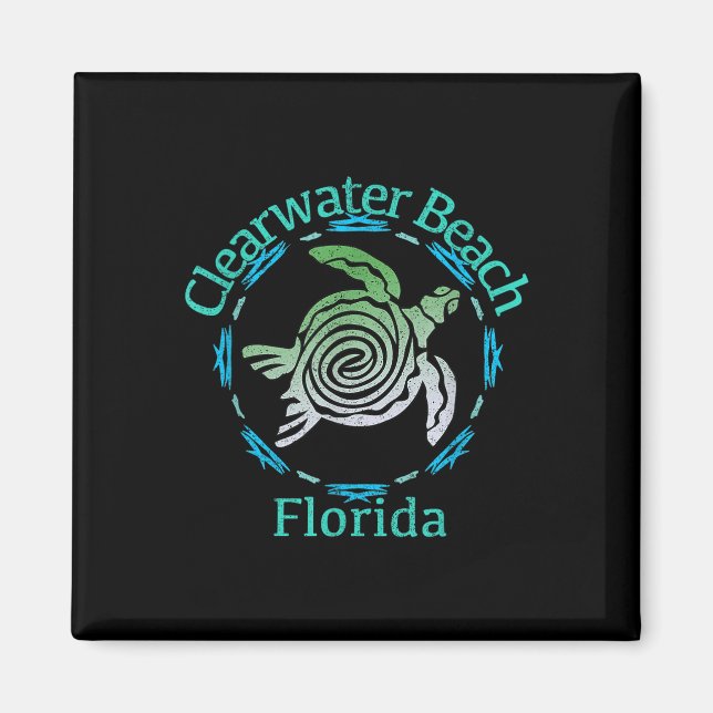 Imã Presente de Tartaruga Tribal da Clearwater Beach V (Frente)