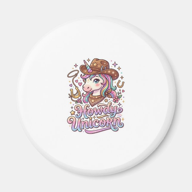 Imã Presente de Unicórnio Howdy Unicórnio Adesivo e Ca (Frente)