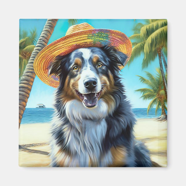 Imã Presente de verão para amantes de Australian Sheph (Frente)