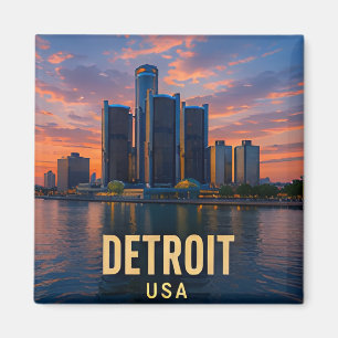 Imã Presente de Viagem à Beira Mar de Detroit Michigan