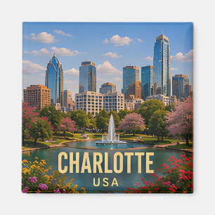 Imã Presente de viagem Charlotte Carolina do Norte Cen