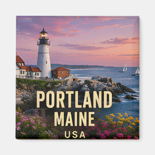 Imã Presente de Viagem Costeira do Farol de Portland M