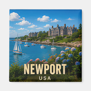 Imã Presente de Viagem Costeira do Porto de Newport Rh