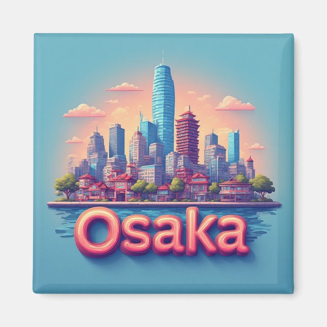 Imã Presente de Viagem da Cidade Osaka Japão 🗺️ (Frente)