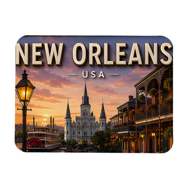Ímã Presente de Viagem de Nova Orleans Louisiana (Horizontal)
