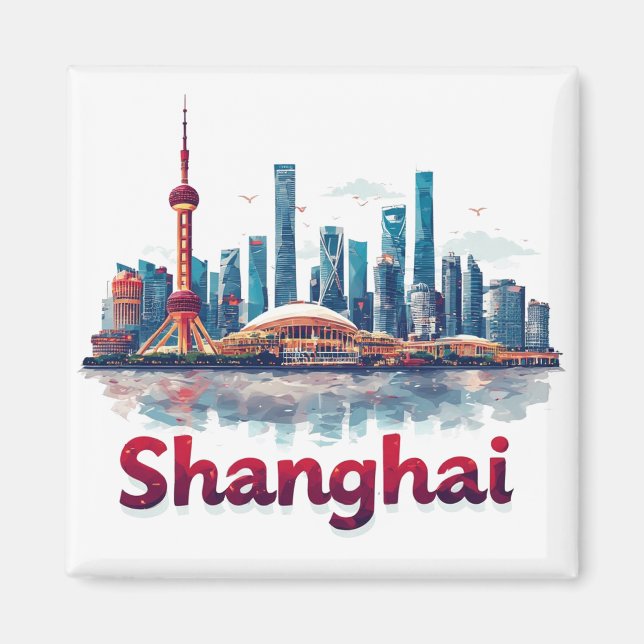 Imã Presente de Viagem de Xangai na China Memória 🗺️ (Frente)