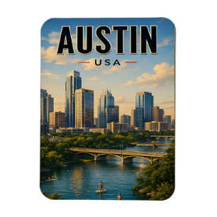 Ímã Presente de Viagem Horizonte de Austin Texas