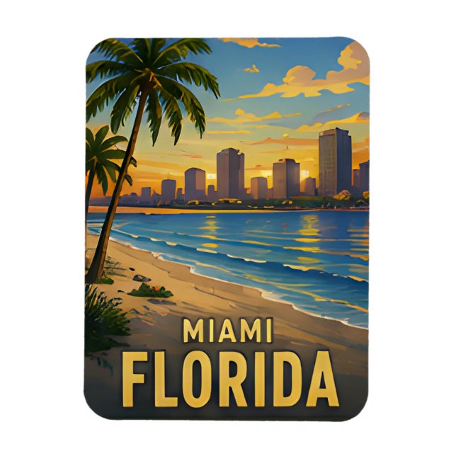 Ímã Presente de Viagem Miami Flórida (Vertical)