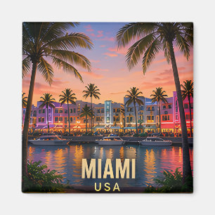 Imã Presente de Viagem Miami Flórida Orla Tropical