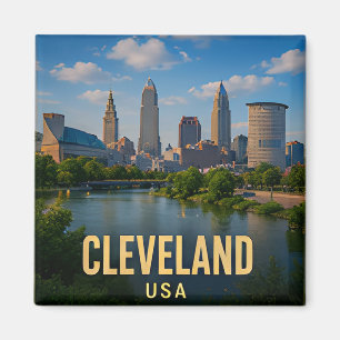 Imã Presente de Viagem para a Orla de Cleveland Ohio