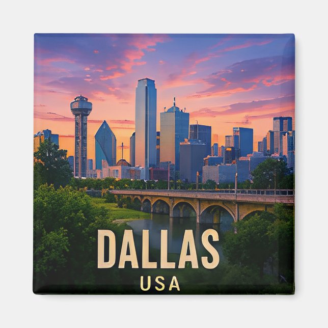 Imã Presente de Viagem Ponte de Dallas Texas (Frente)