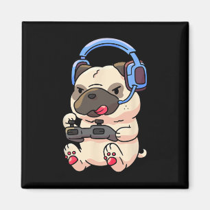 Imã Presente de Video Game de Pug Gamer Pugs
