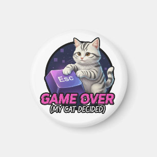 Imã Presente Divertido de Gamer Gato - Meu Gato Decidi