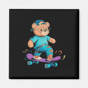 Imã Presente Divertido de Urso de Skate para Homens Mu