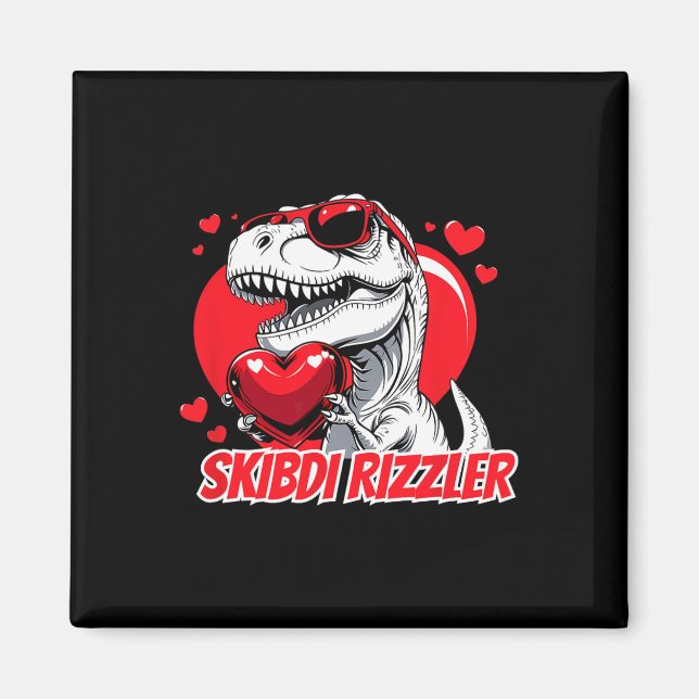 Imã Presente Divertido do Meme de Skibidi Rizzler Trex (Frente)