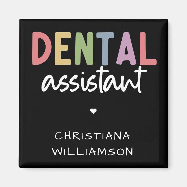 Imã Presente do Assistente Dental de Nome Personalizad (Frente)