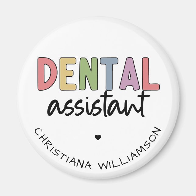 Imã Presente do Assistente Dental de Nome Personalizad (Frente)